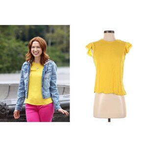 UNBREAKABLE KIMMY SCHMIDT ELLIE KEMPER Yellow Blouse Shirt EUC RARE
